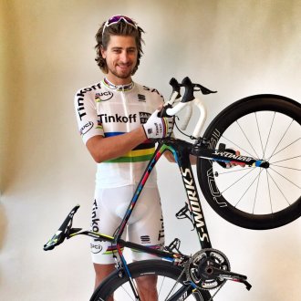Peter Sagan world champ kit and bicycle.JPG